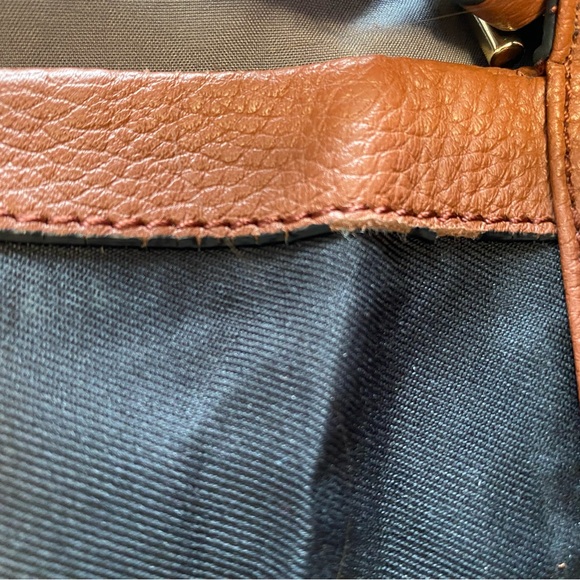 Vince Camuto Leather Foldover Purse Pine Cone Brown Snap Pocket Adjustable Strap - Picture 11 of 16